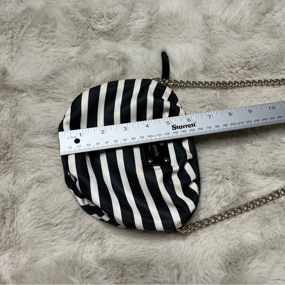 Kate Spade Black White Stripe Satin Crossbody Bag Chain Strap Small Purse - Picture 13 of 15